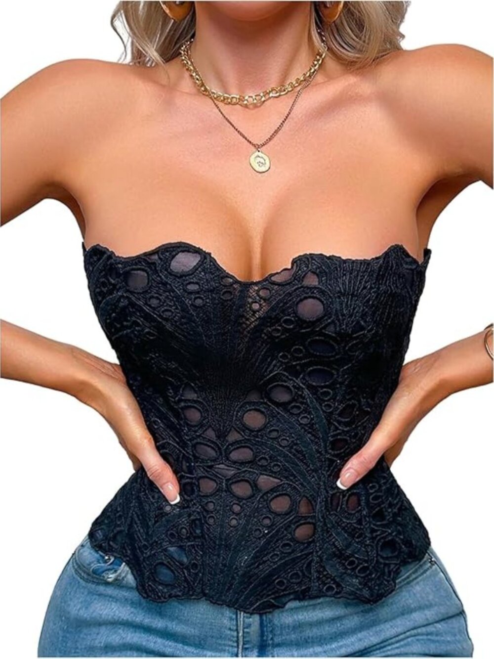 Black Lace Corset Top